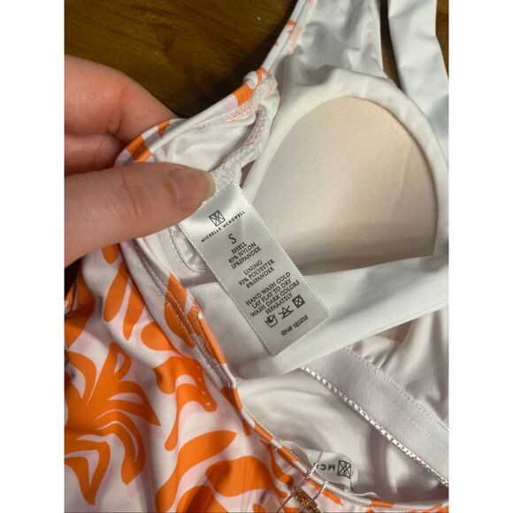 Michelle McDowell Small NWT Ella Coral One piece swimsuit orange white - Picture 8 of 10